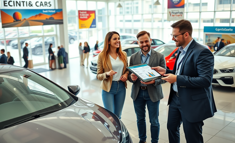 Image illustrant l'achat d'une voiture neuve avec analyse numérique instantanée.