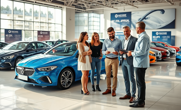 Une personne examine des options de financement automobile avec approbation éclair et entrée zéro, soulignant la facilité d'acquérir une voiture.