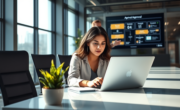 Une illustration montrant le processus d'approbation d'un document unique en ligne.