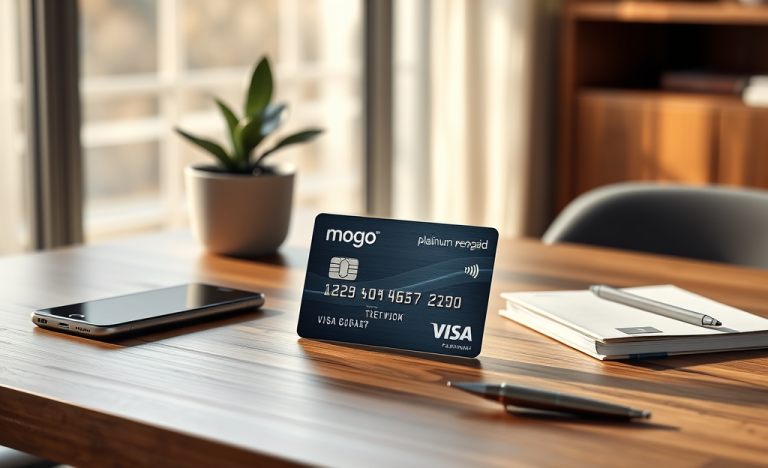 Image illustrant la Carte Mogo Visa Platinum Prépayée et ses avantages sécurisés pour la gestion des dépenses.